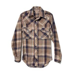 Sundance Career Club Western Plaid Shirt Mens Small Long Sleeve Cowboy USA Made